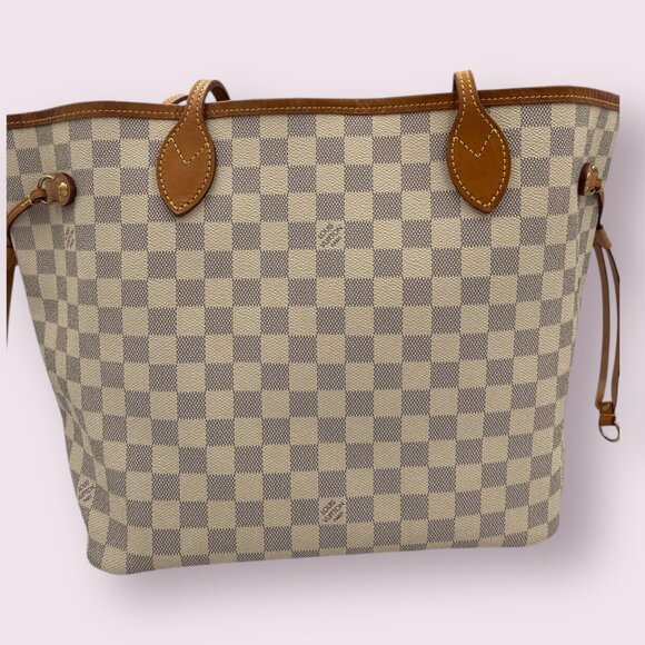 Louis Vuitton Damier Azur Neverfull MM with Pink Ballerine - Picture 4 of 8